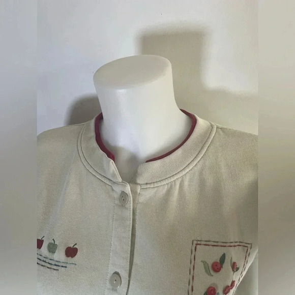 Vintage Grandma style Extra Shenanigans Button Front Embroidered Apples 2X 0186 - Picture 4 of 10